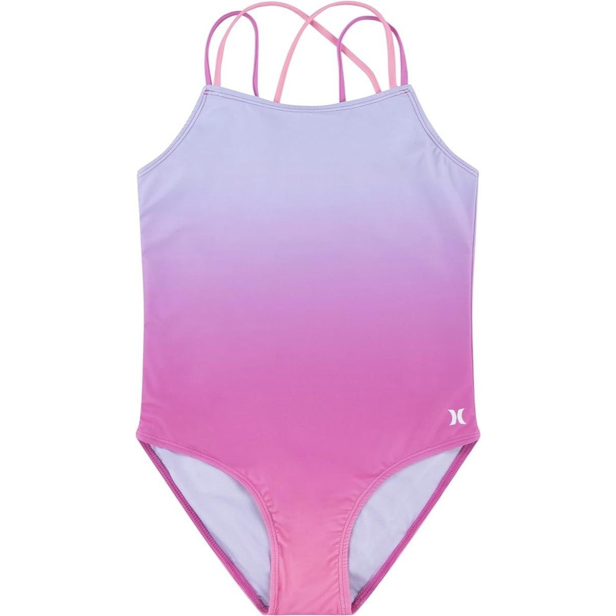 Hurley Big Girls' One Piece Swimwear China Rose Ombre Upf 50+ Sz 10 Nwt